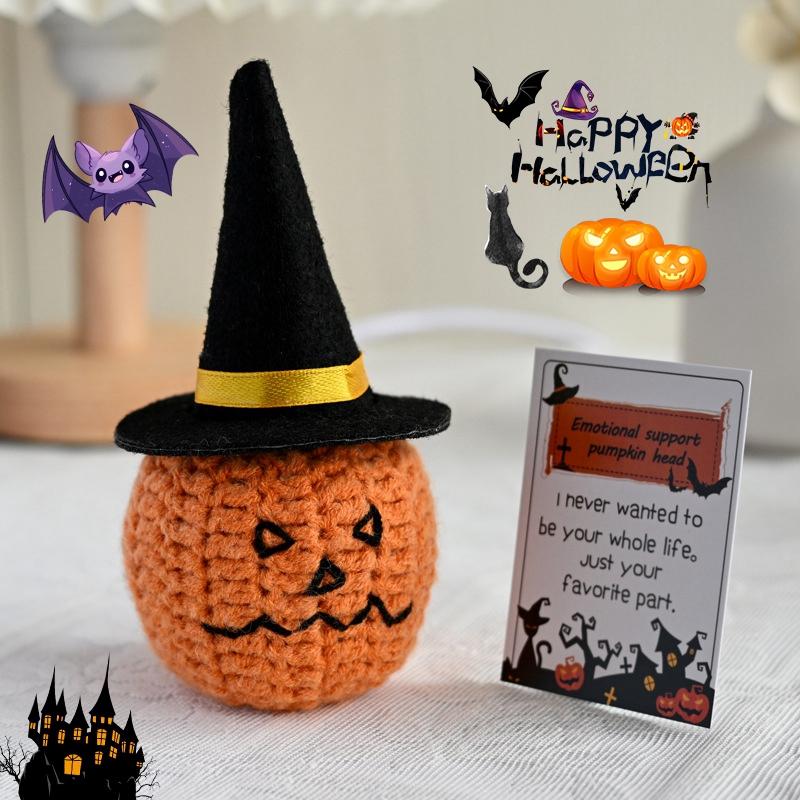 Crochet Pumpkin Ornament Halloween Decoration 2025 Office Desk Accessorie Room Desktop Decor Funny Crochet Crafts