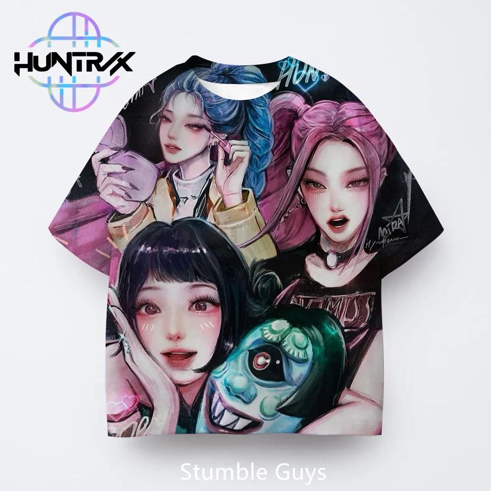 Kpop Охотники на демонов Летняя детская 3D мультяшная футболка с коротким рукавом Повседневная модная для мальчиков и девочек Аниме одежда