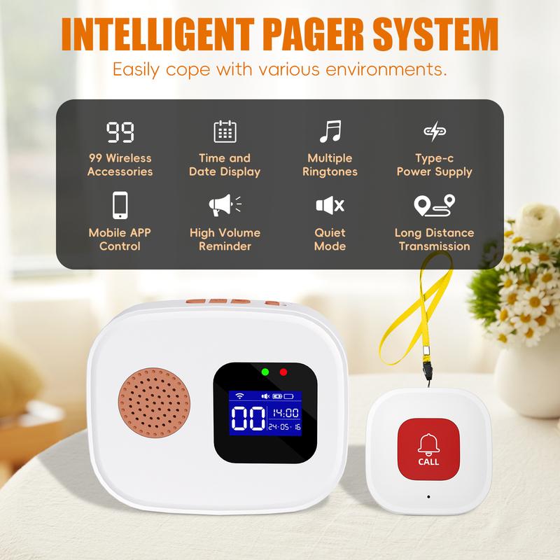 Tuya SOS WiFi Wireless Caregiver Pager Call Button System Emergency Alert Button For Seniors Patient Disabled Elderly Indoor