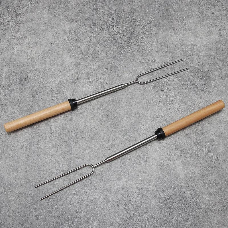 Шпажки для барбекю из нержавеющей стали, выдвижные вилки для барбекю, U-образные инструменты для барбекю и шпажки для сладкой ваты для гриля