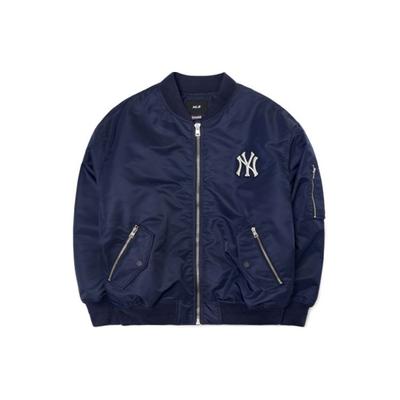 MLB Базовый логотип New York Yankees Сплошной логотип Куртка-пилот на молнии Хлопковая куртка Унисекс Синий 3AJPB0321-50NYS