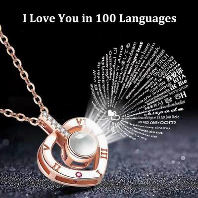 Новое 100 I Love You Языковое ожерелье Модный бесцветный высококачественный кулон в виде сердца любви