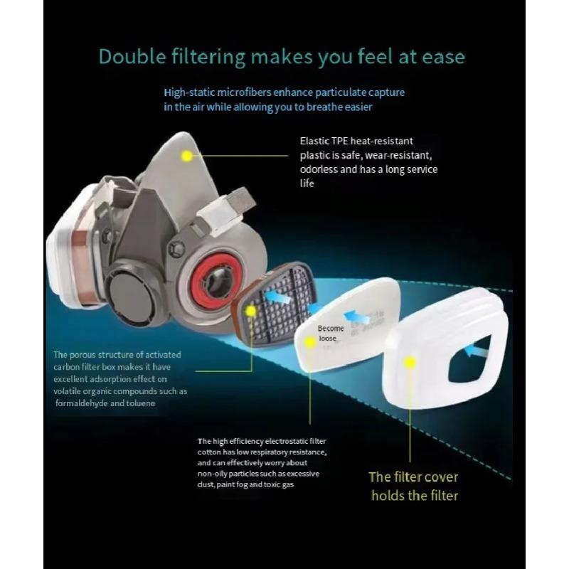 6200 тип противогаз промышленный респиратор для окраски половины лица с защитными очками костюм защитный рабочий фильтр замена