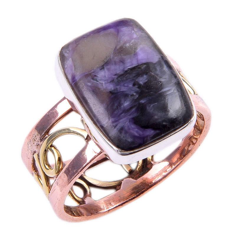 Кольцо из двухцветного серебра 925 пробы с натуральным чаворитом ручной работы S.9 w4L18