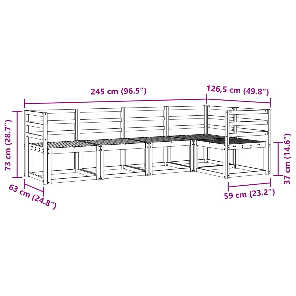 Outdoor Sofa Set 5 Pieces White Solid Acacia Wood