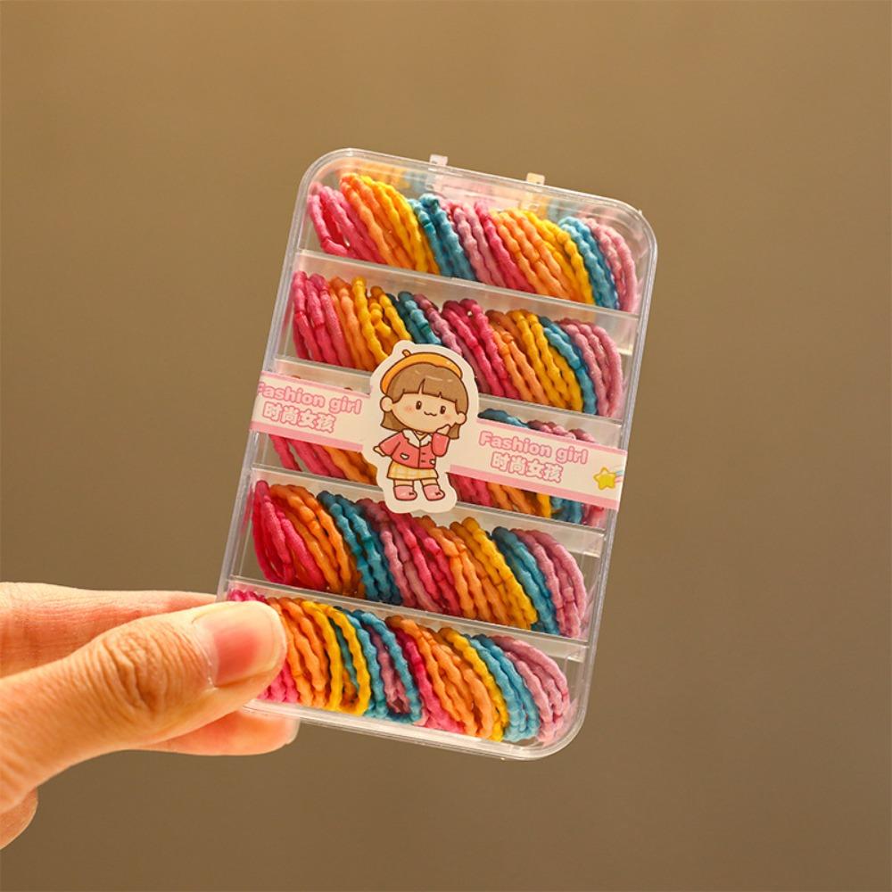 150PCS Rainbow Colors Mini Hair Bands High Elasticity Thin Hair Ties New No Hurt Hair Ties For Kids