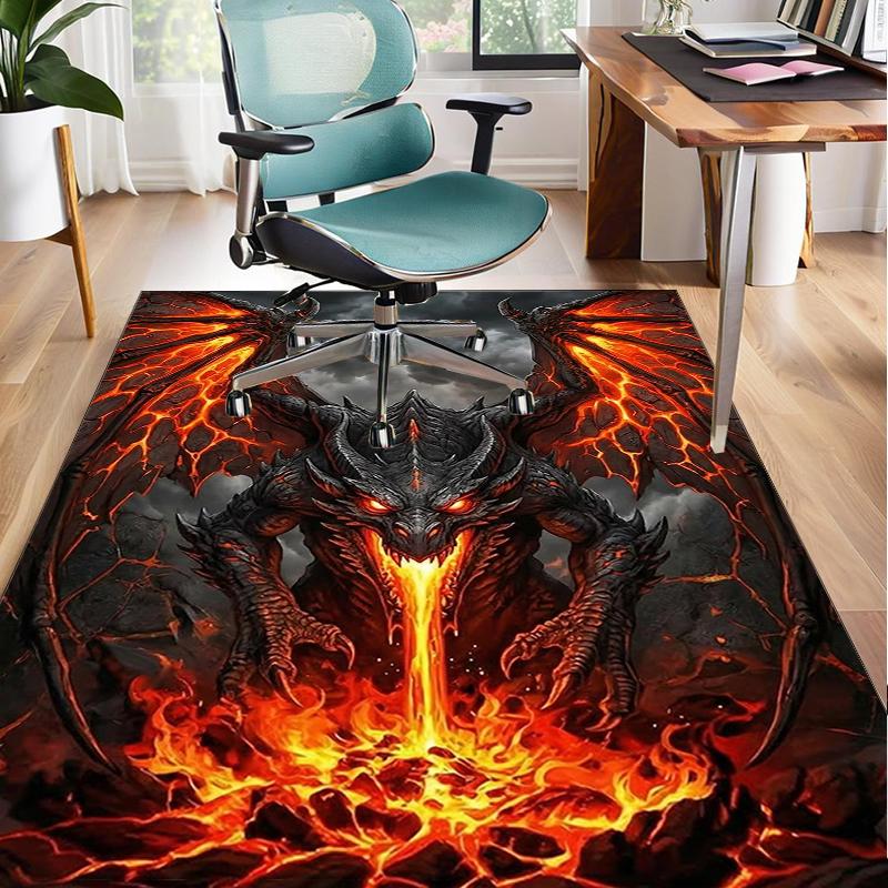 Blue Dragon Holding Stars Office Rug Chair Mat, Entryway Carpet, Suitable for Front Door, Bedroom, Living Room, Desk, Holiday Gift