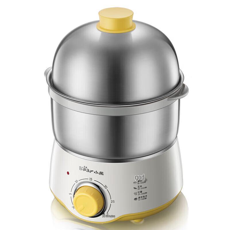 Bear Double Layer Smart Timing Stainless Steel Egg Cooker CN plug (adapter included)