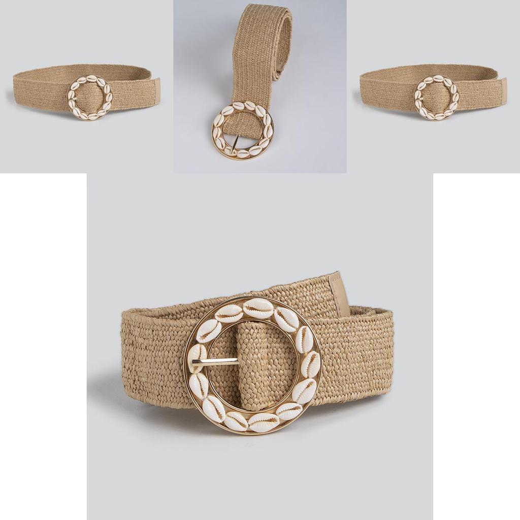 Bohemia Fashion Waist Belt With Handwoven Nylon And Shell Accents For Summer Fashion