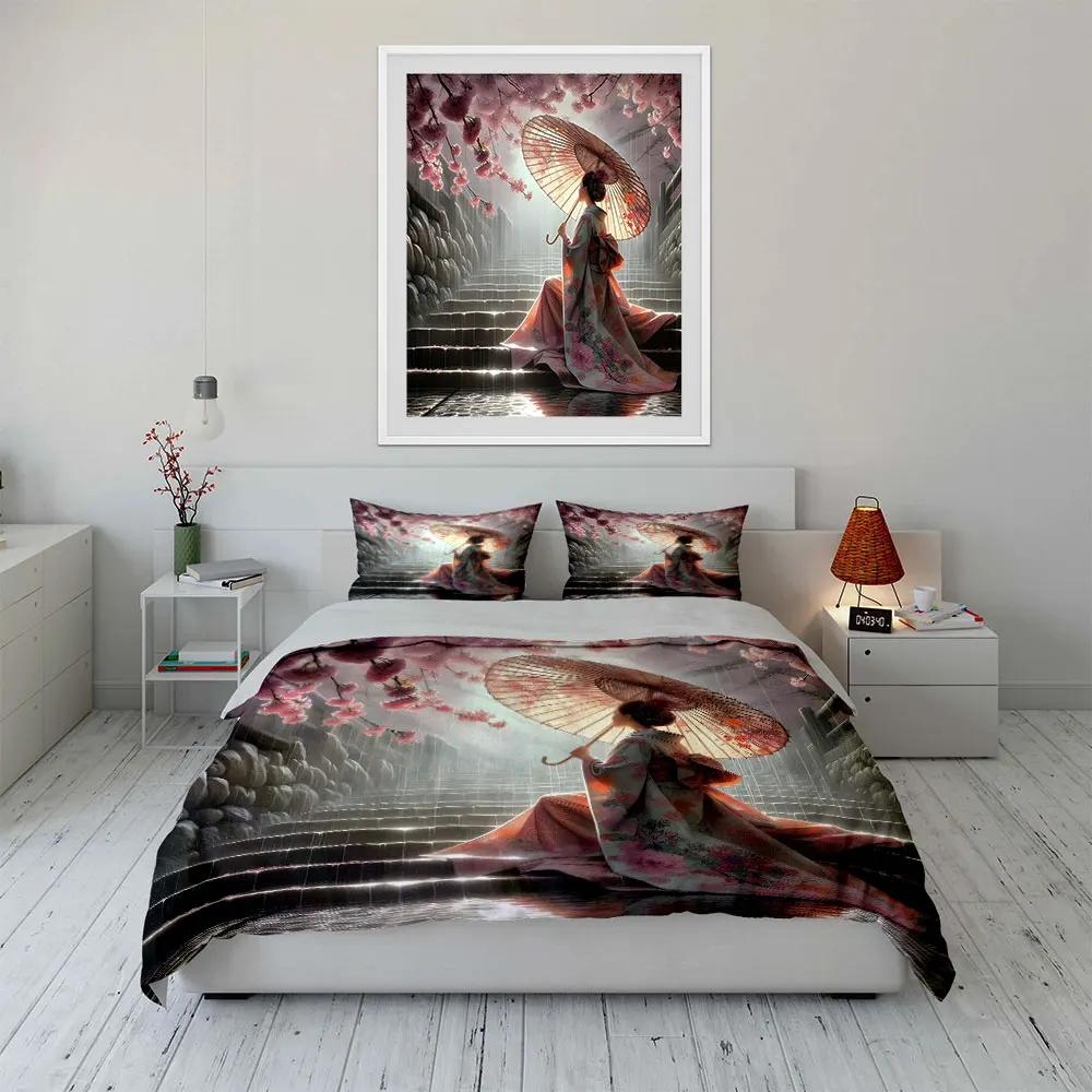 "Japanese Kimono Set for Festivals" Multiple sizes kid's and adults' bedroom Exquisite 3PC bedding set, gift
