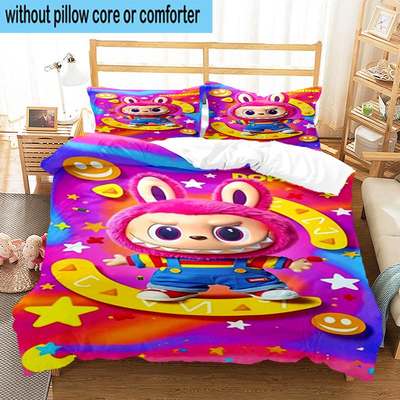 3PCS Labu-bu Friends Adventure 3pcs Bedding,Including 3PCS Duvet Cover And 2pcs Pillowcases Perfect for Christmas,Ideal for Bedroom, Dormitory