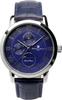 Watch Moon Phase Multi Calendar 5 ATM Water Resistant Business Formal Leather Belt Limited Model Silver Blue [Salvatore Mara] Men's SM21106-SSBL