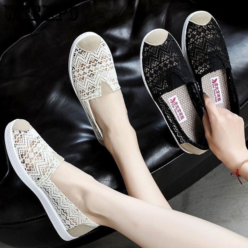 Summer Mesh Shoes Soft Sole Anti-skid Comfortable Breathable Flat Heel Women's Shoes Casual Fisherman's Shoes