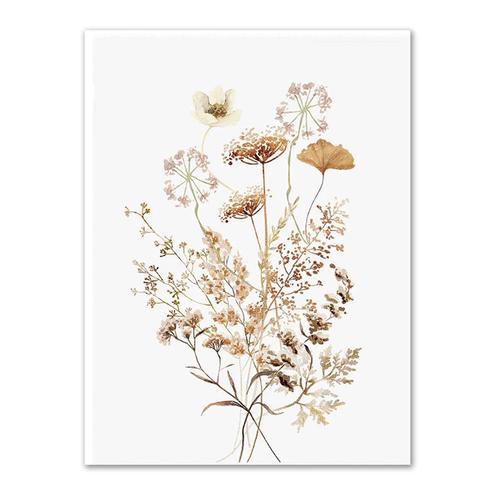 Набор из трех картин на холсте с акварельной абстрактной ботанической живописью в рамах для декора гостиной