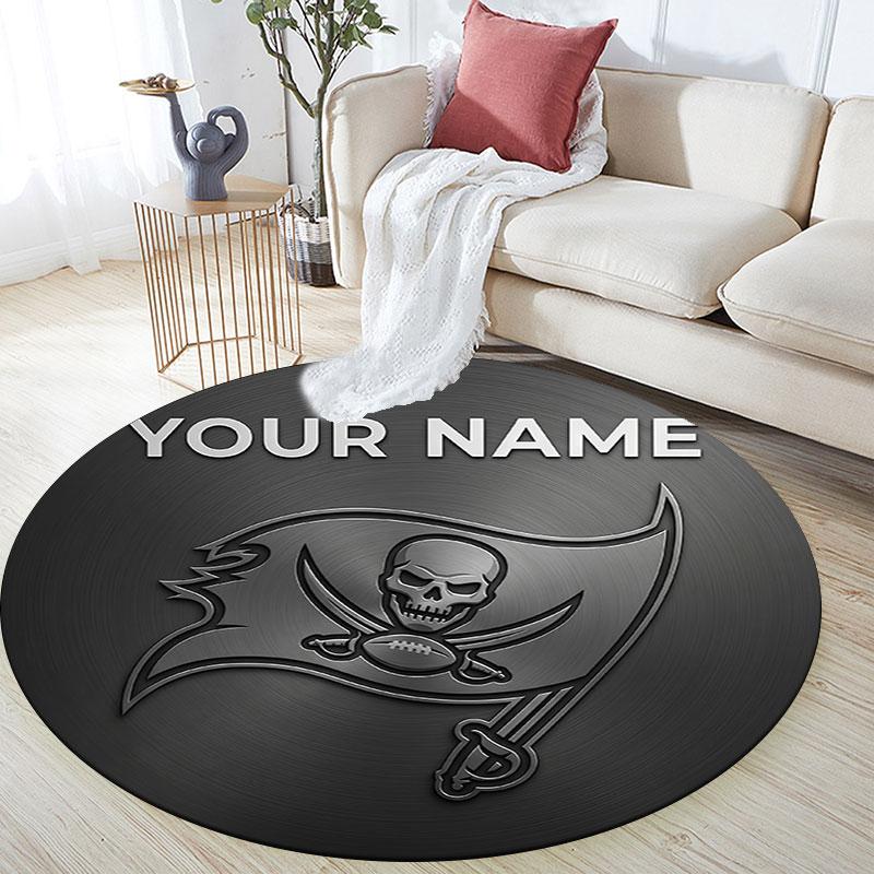 Custom Name,Tampa Bay Buccaneers pattern round rug,Carpet Rug for Living Room Bedroom Playroom ,Non-slip Floor Mat,Holiday Gifts and Birthday Gifts.