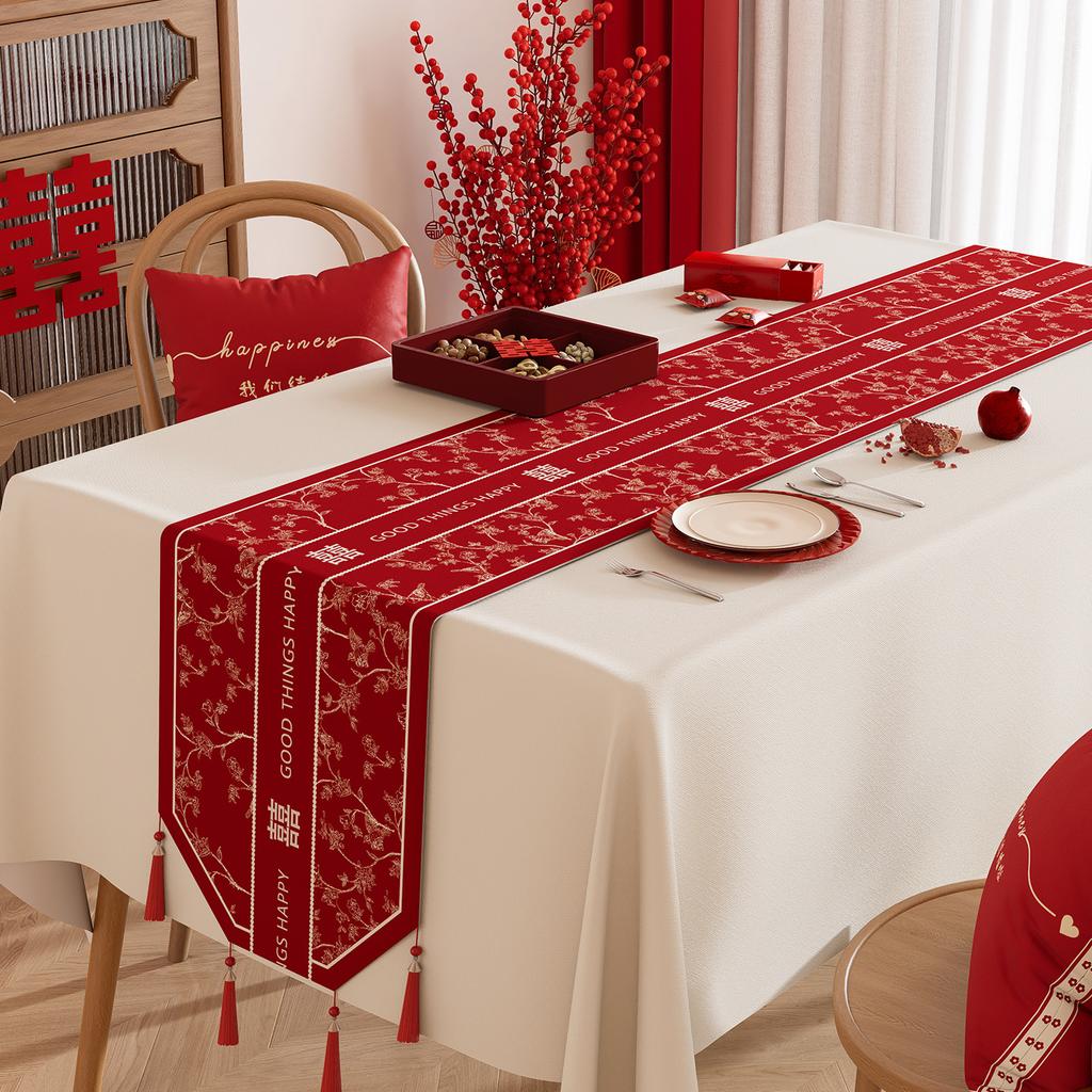 Свадебный флажок для стола Высококачественная скатерть для журнального столика Красный ТВ-шкаф Легкая роскошь Высококачественный Специальный Праздничные персонажи