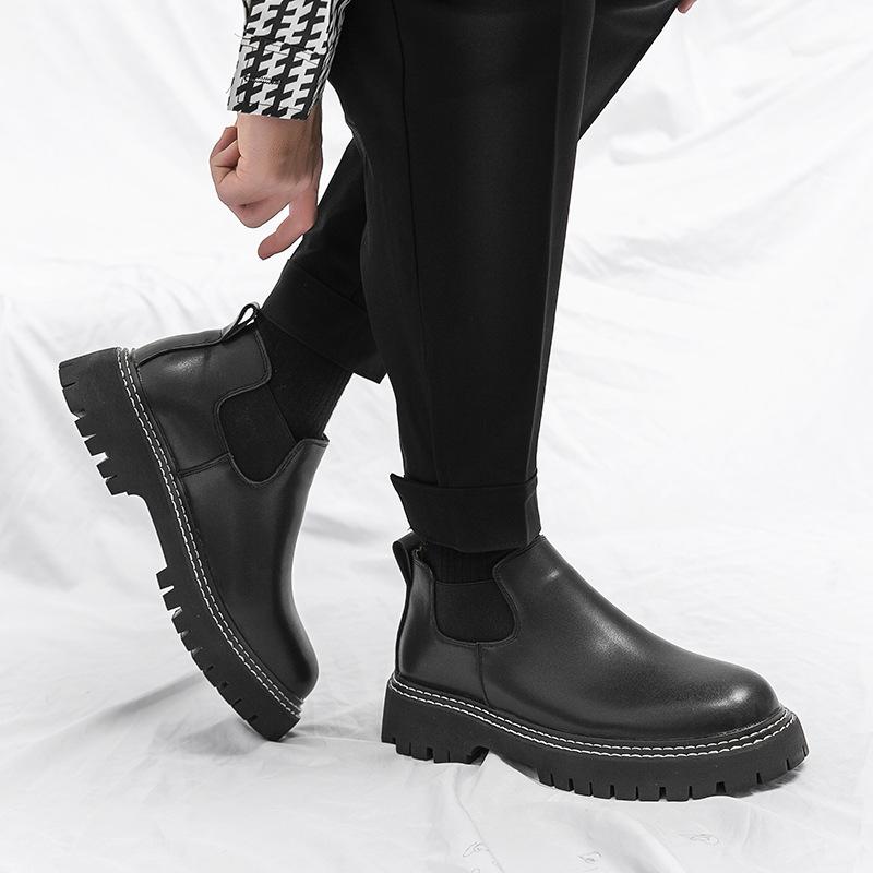 2025 Autumn Men's Chelsea Boots Versatile Thick-soled Martin Boots Medium Tube Sleeve Lazy Boots Men's Boots