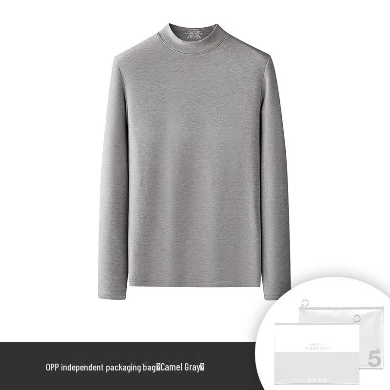 Мужская терморубашка из шелка и шерсти с полувысоким воротником и флисовой подкладкой