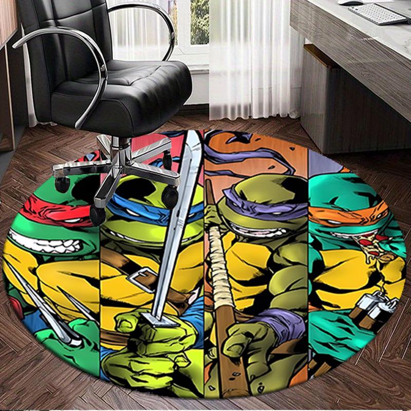 1PC Turtles Team Adventure Round Rug, Non-slip Chair Mat, Home Decor, Circle Carpet Perfect for Office, Bedroom, Living Room,Christmas gift