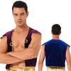Mens Arabian Prince Costume Cap Sleeve V Neckline Braided Trimming Vest Waistcoat Halloween Cosplay Dress Up