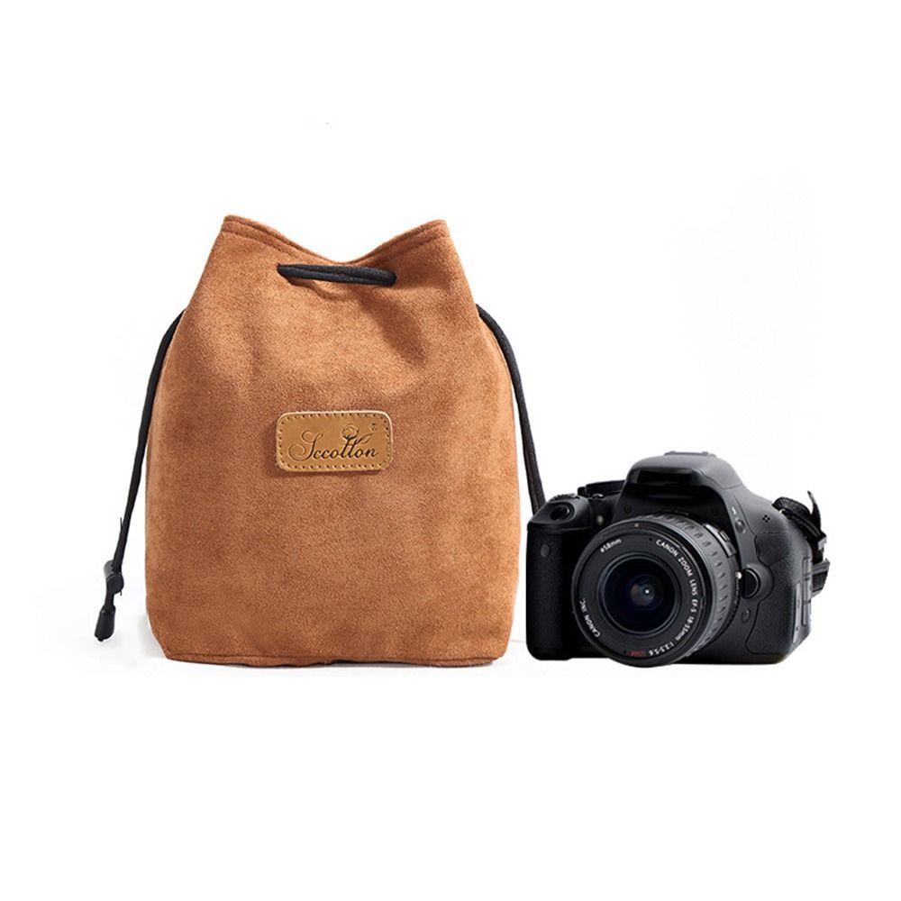 Portable Camera Storage Bag Soft Lens Protective Case Vintage Lens Pouch for Canon/Nikon Camera
