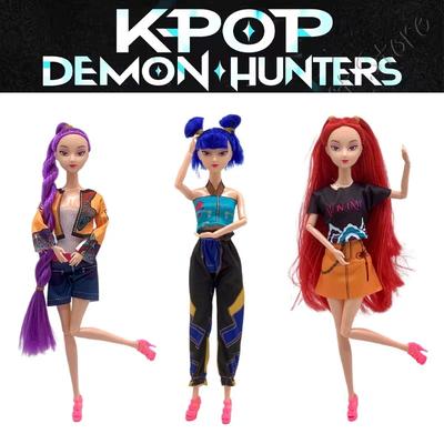 @ K-pop Охотники на демонов Фигурка Игрушка Руми Мира Зои Фигурка Виниловая игрушка Сделай сам Модные куклы K-pop Охотники на демонов Для фанатов Подарок