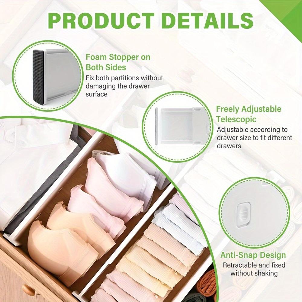 Adjustable Drawer Divider - Heavy-Duty Plastic Expandable and Foldable Storage Box,Suitable for Wardrobe and Drawer Organization