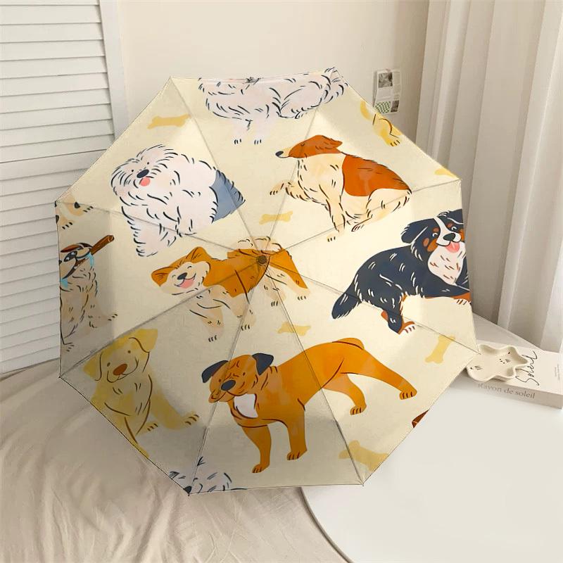1PC dog pattern Umbrella-8-Rib Reinforced, Automatic Open, Lightweight & Durable, Cute Fashion Accessory for Outdoor-A1298