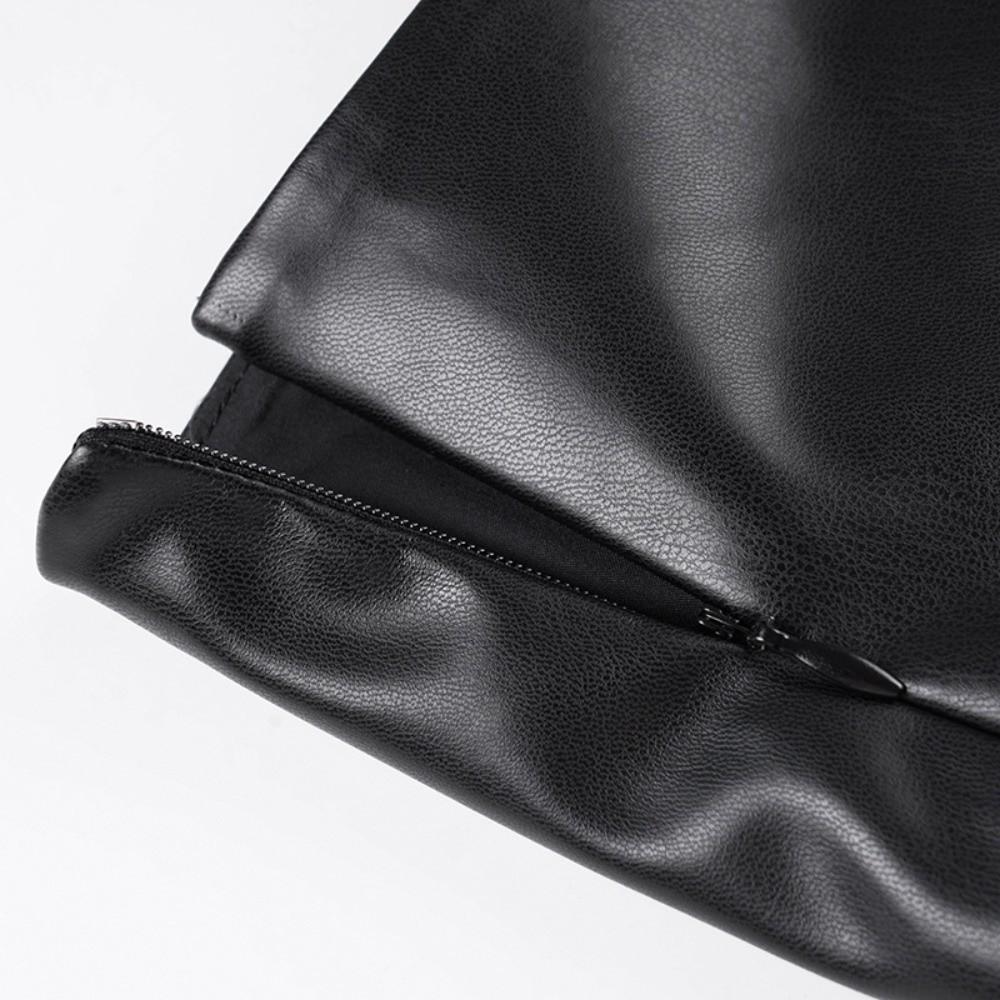 Юбка-карандаш с заниженной талией из ПУ-кожи, асимметричная, средней длины, на металлической застежке, женская