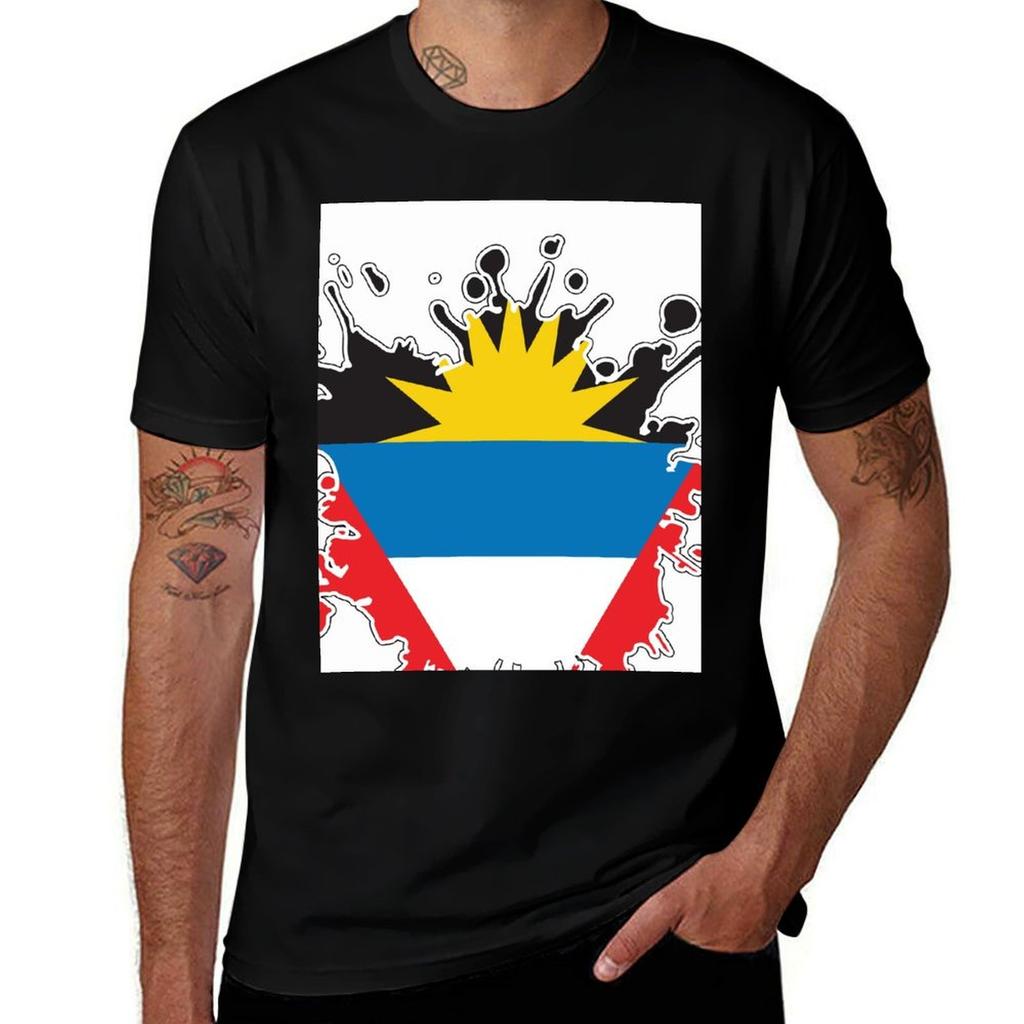 Antigua And Barbuda National Flag Splash Tshirt Lightweight Cooling Short Sleeve Tee Tshirt