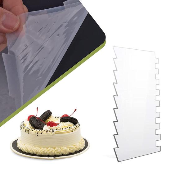 4Pcs Cake Scraper Set Large Clear Acrylic Cakes Smoother Scraper Cake Stripes Edge Contour Comb for DIY Icing Frosting Buttercream Cream Decorating