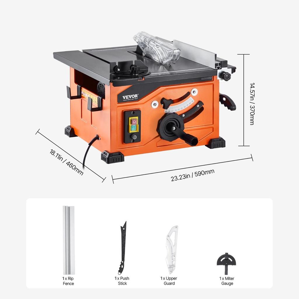 Table Saw, 1200 W Portable Compact Tablesaw, 210 MM Saw Blade O.D Construction Circular Saw, 225 MM Max. Cutting Capacity, 4800 RPM Cutting Speed,