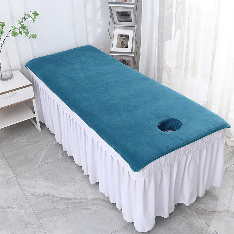 1PC Beauty Salon Bed Sheets SPA Massage Bed Cover Solid Color with Hole Thickened Velvet Towel