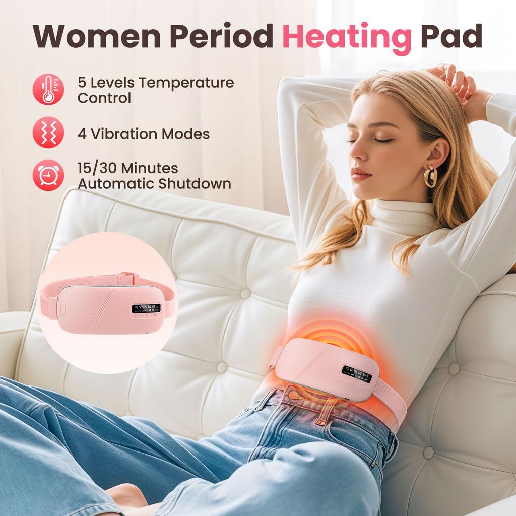 Electric Heating Waist Massage Belt for Period Cramp Relief, Menstrual Heating Pad Warm Palace Belt Period Heating Belt