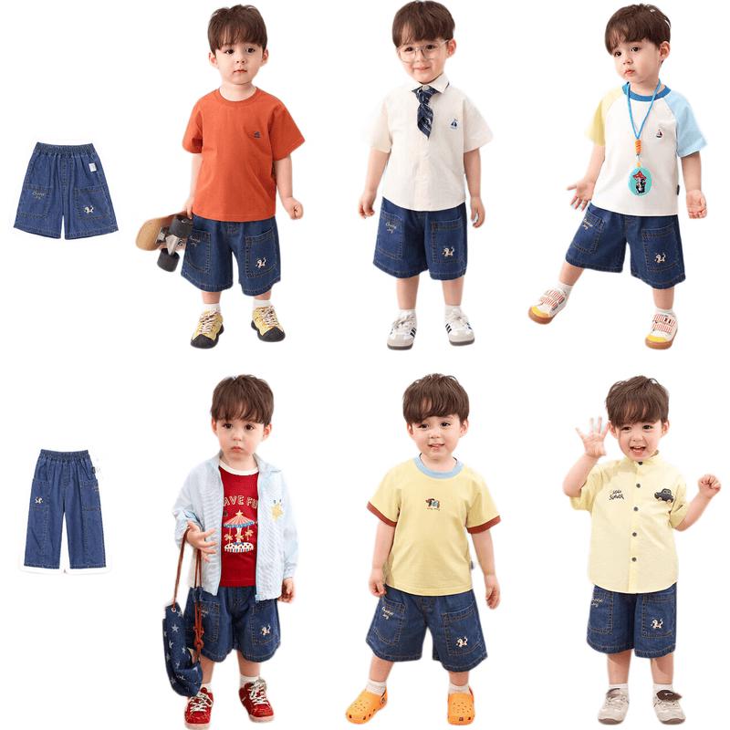 LUSON Baby Boy Embroidered Denim Shorts