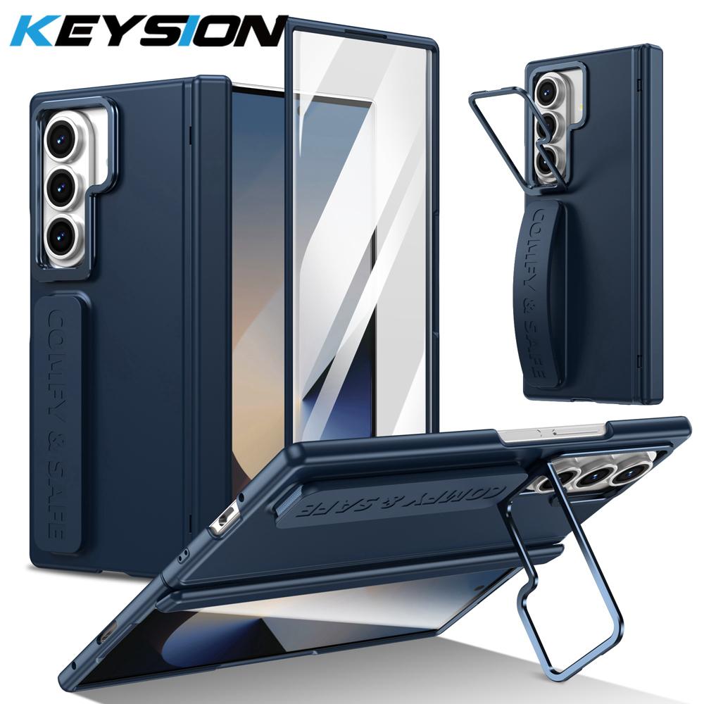KEYSION Чехол-браслет для телефона Samsung Galaxy Z Fold 7 6 5 4 3 с подставкой, ударопрочная крышка из твердого ПК с защитой экрана для шарнира