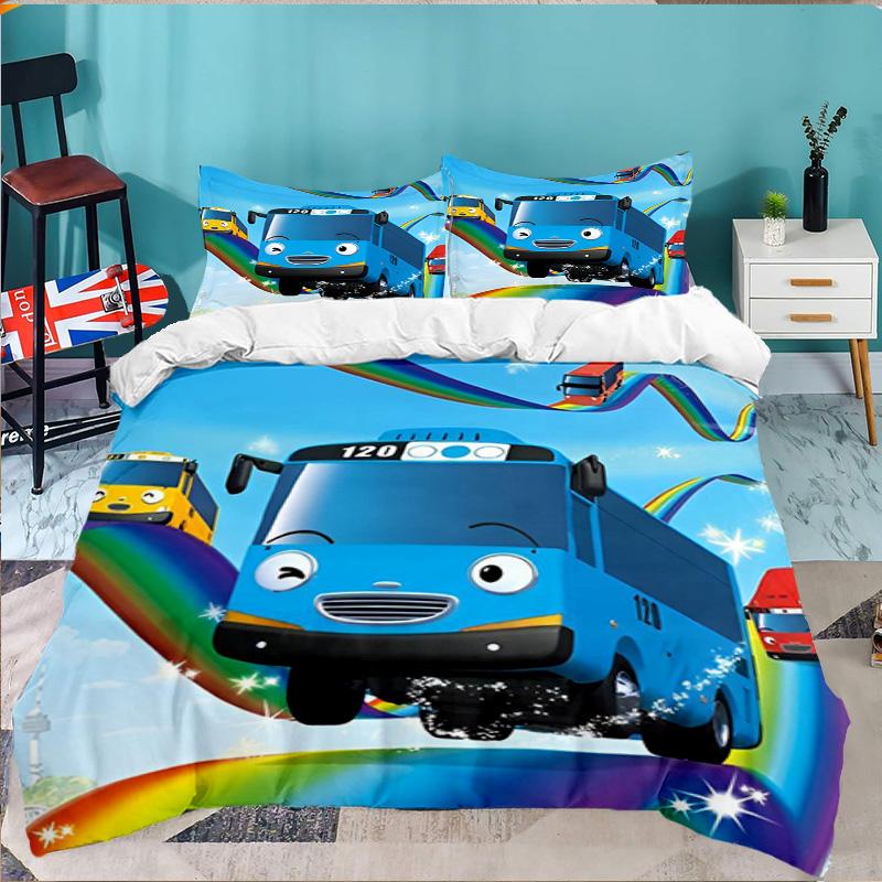 Adventure With Mateo The Little Bus 3PCS Bedding set,Ideal for 1pc Duvet Cover And 2pcs Pillowcases Perfect for Fan gift,Ideal for Bedroom, Dormitory