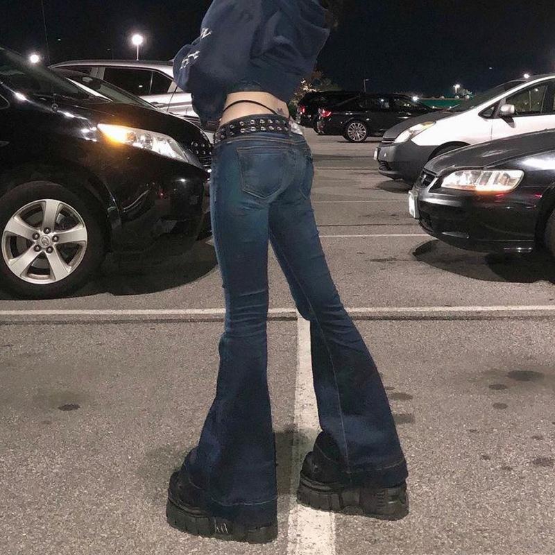 Женские брюки в стиле Spice Girl с заниженной талией, облегающие, слегка горячие джинсы