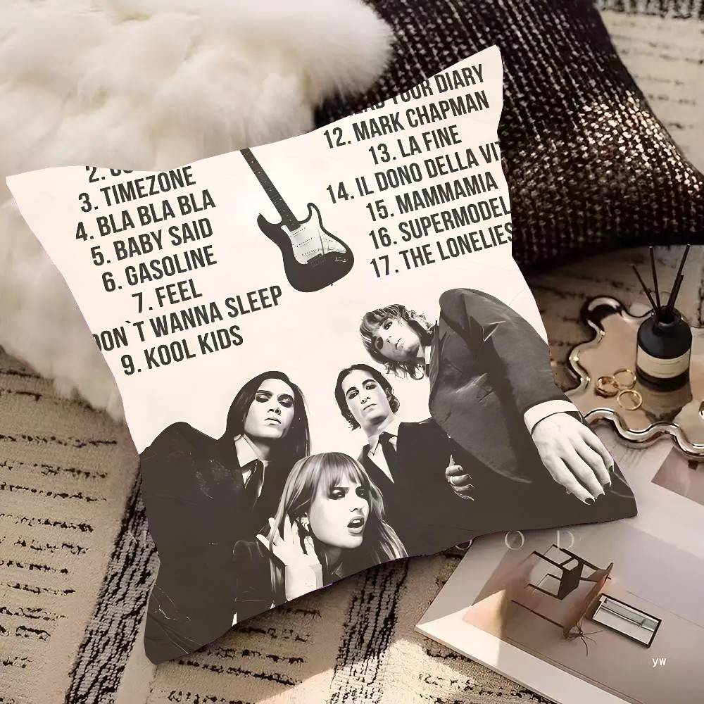 Maneskin Дамиано Давид Винтажная наволочка Квадратная подушка Спальня Диван Досуг Комфорт Подушка Автомобиль Гостиная Украшение для дома