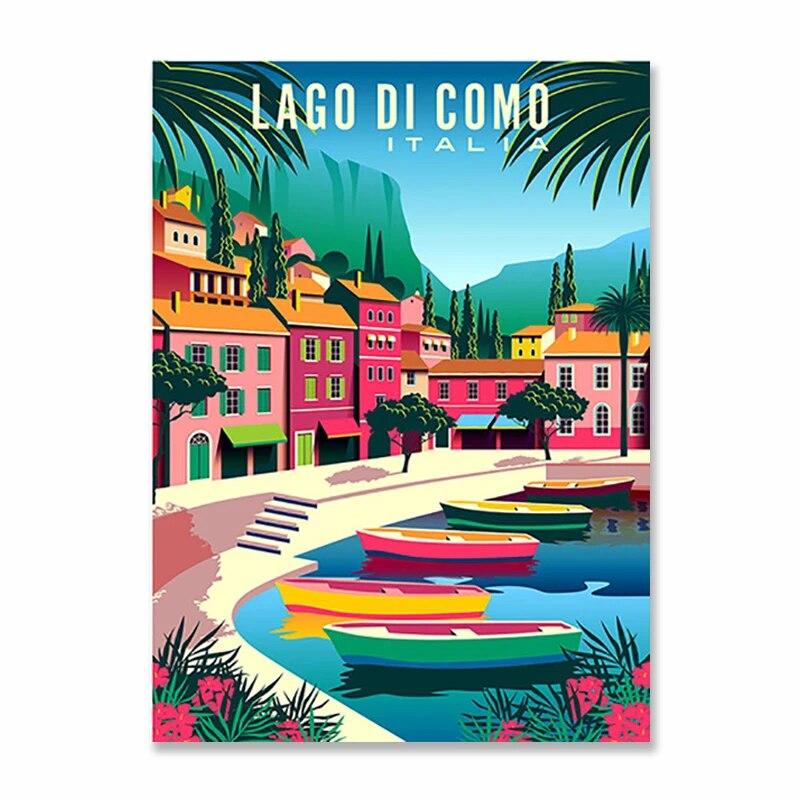 Vintage Famous City Landscape Posters Metal Tin Signs Italy France Greece Hawaii Retro Plate Wall Art Decor for Living Room Home