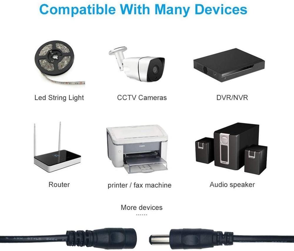 Удлинительный кабель адаптера питания постоянного тока 12 В 5,5*2,1 мм, мужской и женский, удлинительный кабель питания 1 м, 2 м, 3 м, 5 м, 10 м, кабель для маршрутизатора камеры видеонаблюдения