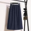 2024 New Summer Style Plus Size Skirts Elastic Solid Women Denim A-Line Blue Vintage Basic Skirt 5XL