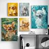 Funny Dogs Happy Life Canvas Poster Cute Chihuahua Bichon Frise Bulldog Swimming Wall Art Prints Home Bathroom Decor
