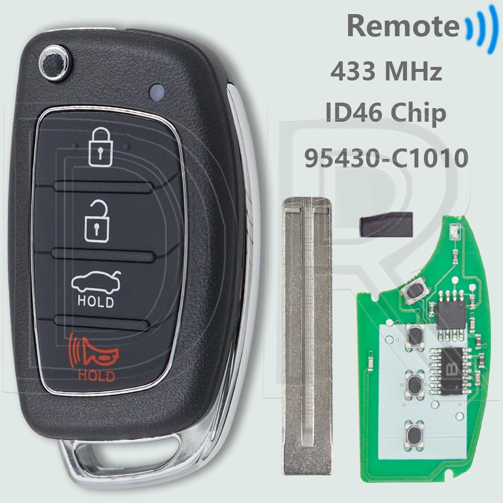 DR TQ8-RKE-4F16 95430-C1010 ID46/4D60 Chip 433MHz Flip Car Remote Key For Hyundai Sonata 2014 2015 2016 2017 2018