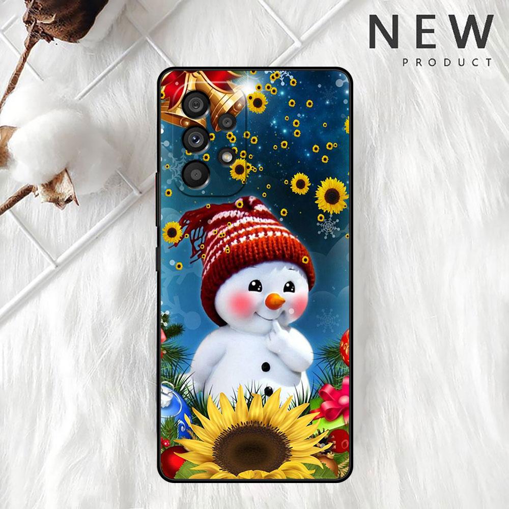 Рождественский чехол со снеговиком из мультфильма для Samsung Galaxy A52 A12 A51 A53 A33 A71 A32 A31 A21 A01 A11 A22, черный чехол из ТПУ для телефона