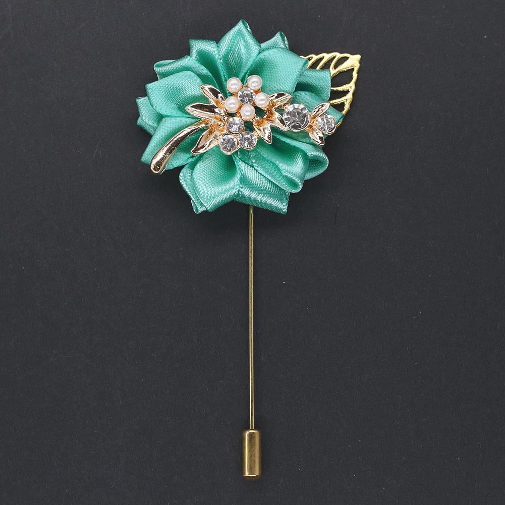 Luxury Crystal Pearl Groomsmen Boutonniere Wedding Corsage Men Brooch Pin Red Burgundy Flower Groom Bridal Boutonnieres