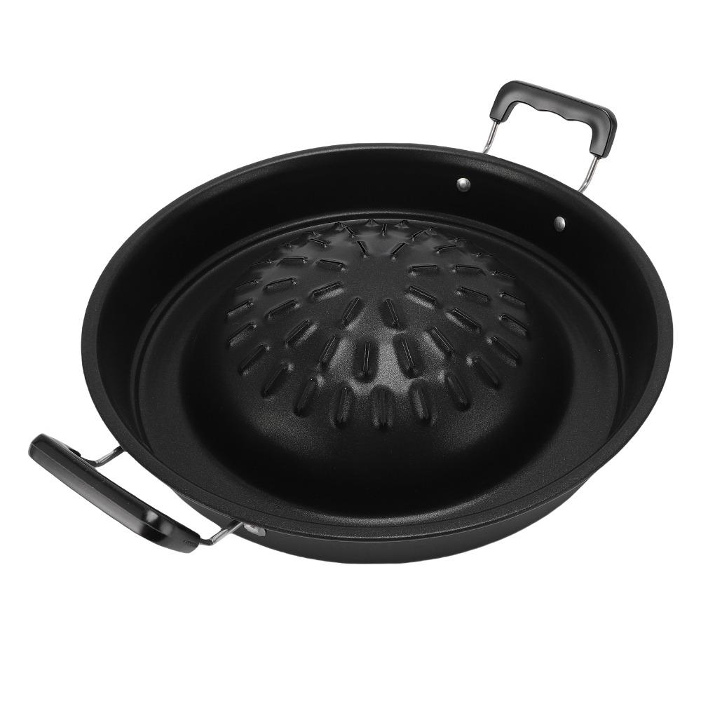 Black Thai BBQ Grill Pan Iron Round Thai Style BBQ Portable Grill Pan with Side Restaurant Use