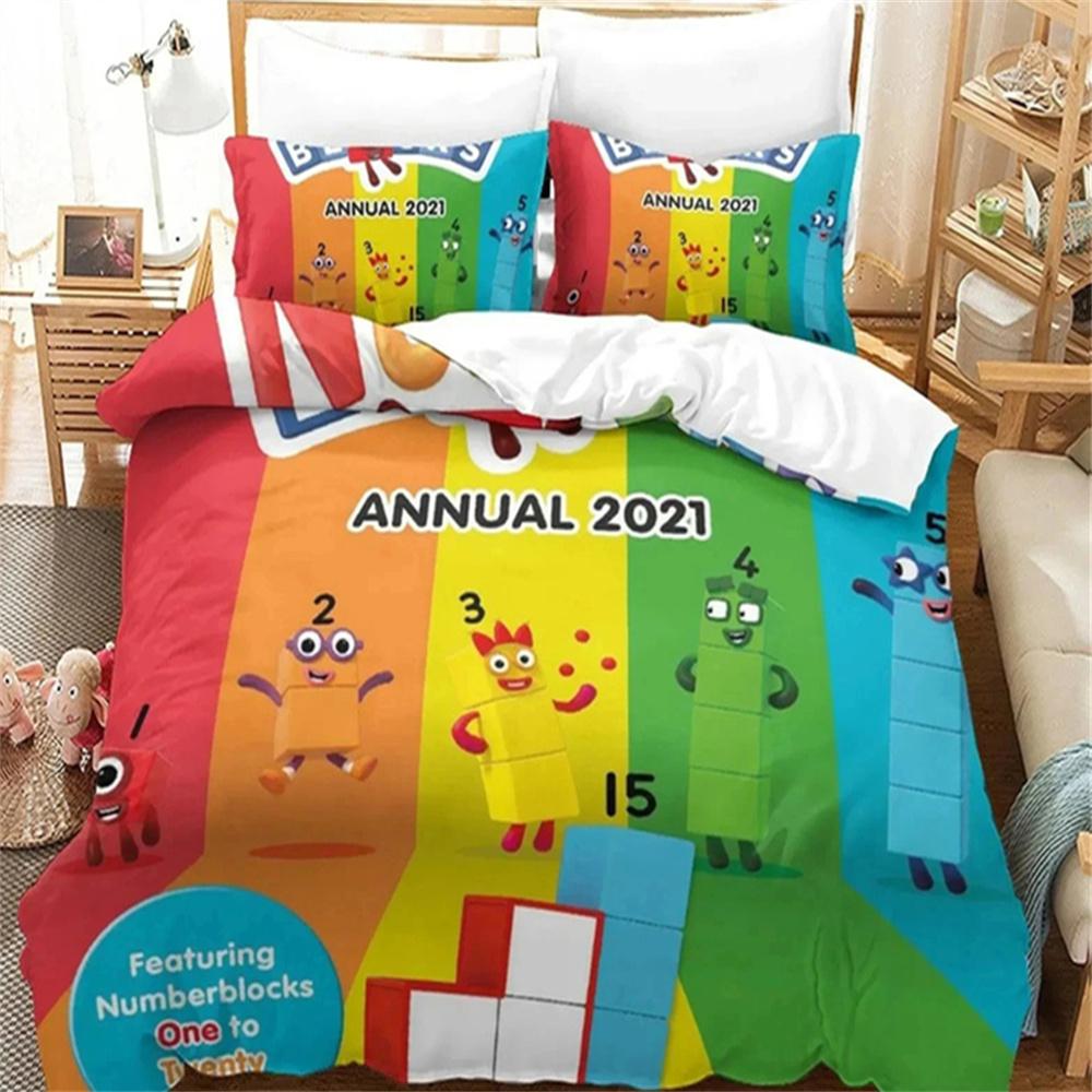 Cartoon Number-Blocks Bedding Set Duvet Cover Bed Set Quilt Cover Pillowcase Comforter King Queen Size Boys Adult