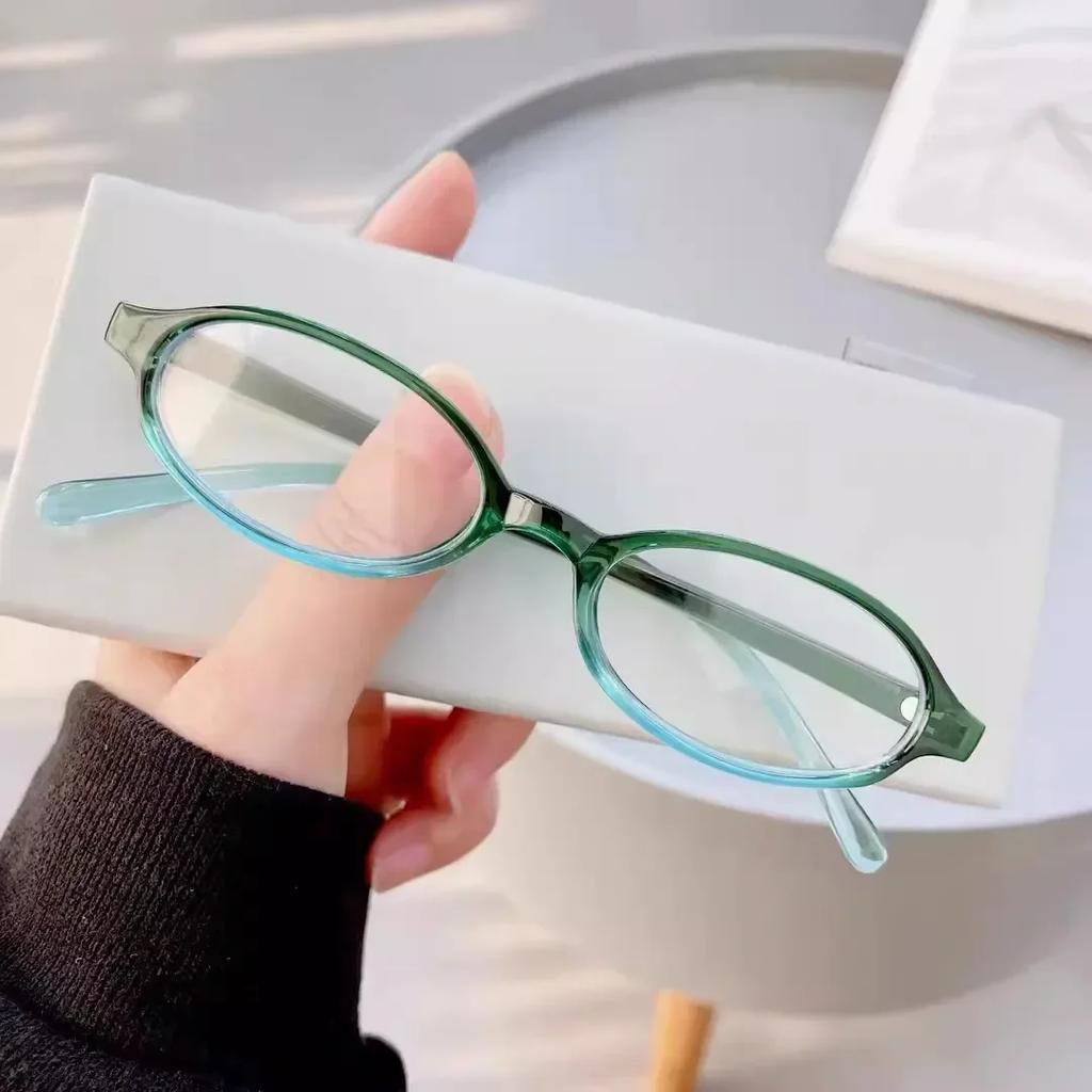 New  Women'S Retro Oval Glasses Girls Red Green Frame Glass Eyewear Decorative Computer Anti-Blue Eyeglasses Seaside Driving