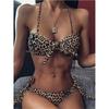 Leopard Knotted Polka Dot Bikini Women Strapless Bandeau Swimsuit Female Swimwear Two Pieces Bikini Set Bathing Suit Swim